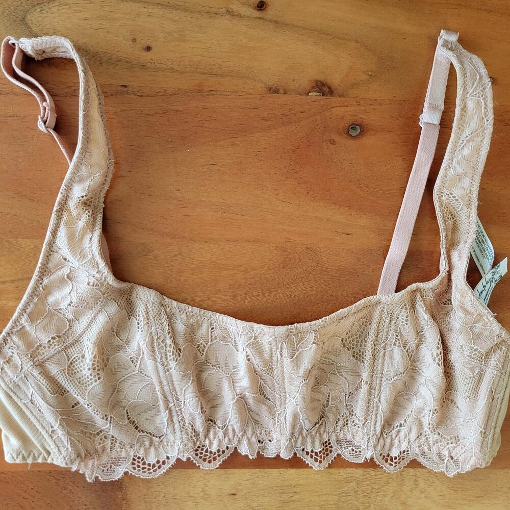 Lace Trimmed Bra in Tan